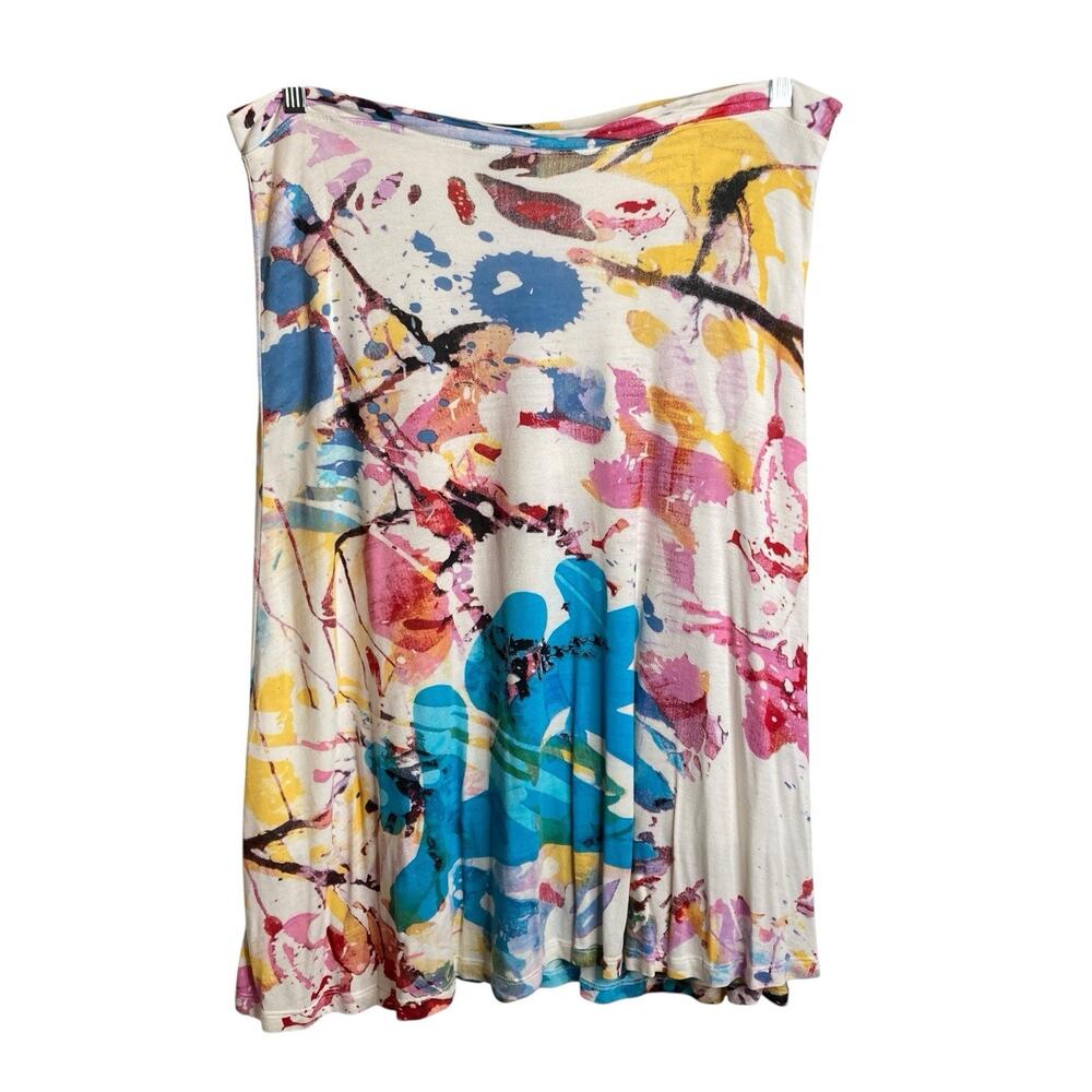 Casual Studio‎ Women's Modern Artsy Splatter Print Skirt Size L Eclectic Boho